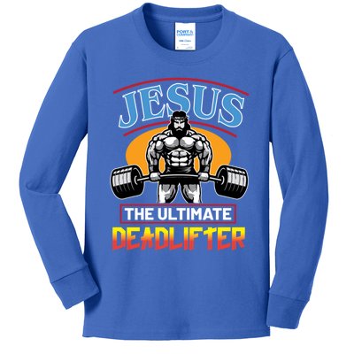 Christian Funny Jesus Ultimate Deadlifter Cool Gift Kids Long Sleeve Shirt