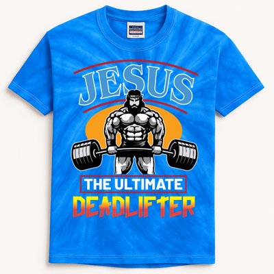 Christian Funny Jesus Ultimate Deadlifter Cool Gift Kids Tie-Dye T-Shirt