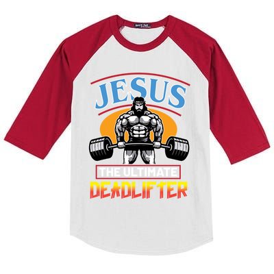 Christian Funny Jesus Ultimate Deadlifter Cool Gift Kids Colorblock Raglan Jersey