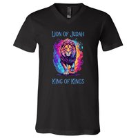 Christian Faith Jesus Christ Lion Of Judah V-Neck T-Shirt