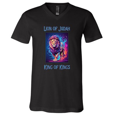 Christian Faith Jesus Christ Lion Of Judah V-Neck T-Shirt