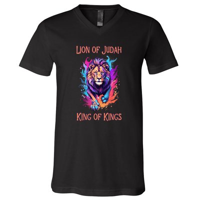 Christian Faith Jesus Christ Lion Of Judah V-Neck T-Shirt