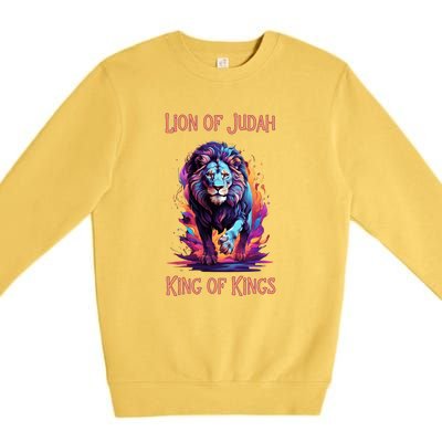 Christian Faith Jesus Christ Lion Of Judah Premium Crewneck Sweatshirt