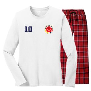 Colombia Flag Jersey Futbol Soccer Franela Colombia Women's Long Sleeve Flannel Pajama Set 