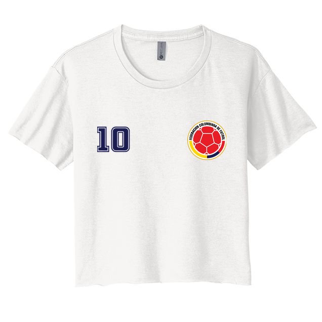 Colombia Flag Jersey Futbol Soccer Franela Colombia Women's Crop Top Tee