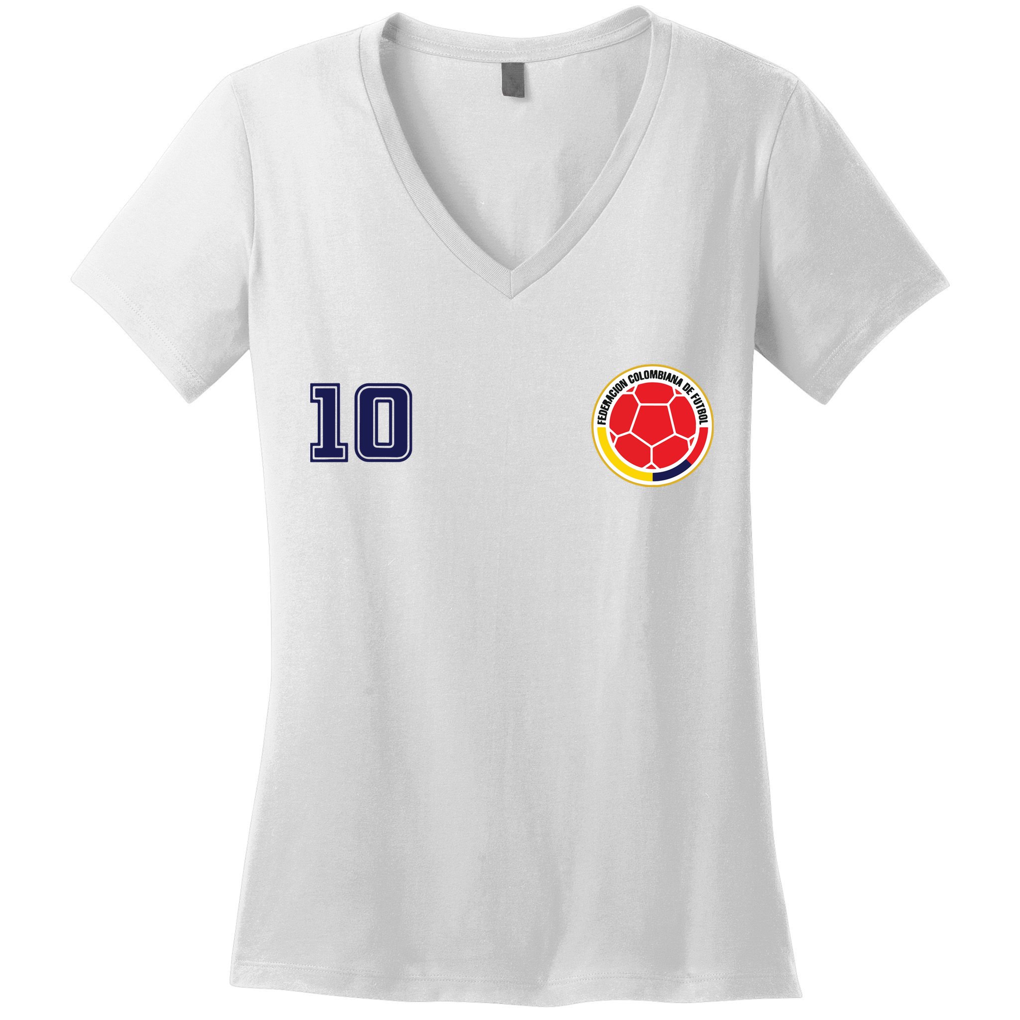 Colombia Flag Jersey Futbol Soccer Franela Colombia Women's V-Neck T-Shirt