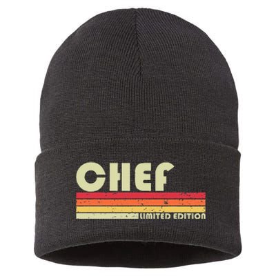 CHEF Funny Job Title Profession Birthday Worker Idea Sustainable Knit Beanie