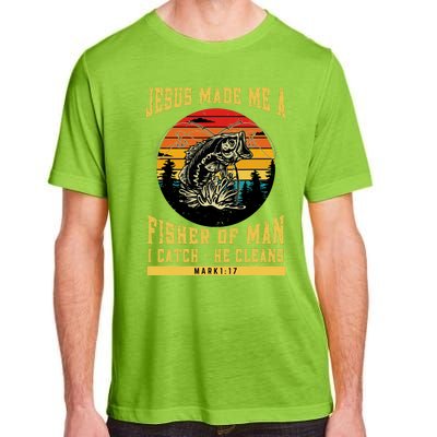 Christian Fisherman Jesus Made Me A Fisher Of Man Religious Adult ChromaSoft Performance T-Shirt