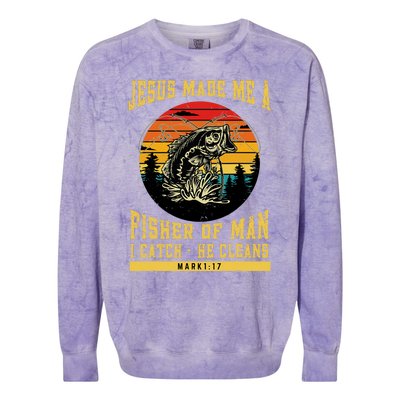 Christian Fisherman Jesus Made Me A Fisher Of Man Religious Colorblast Crewneck Sweatshirt