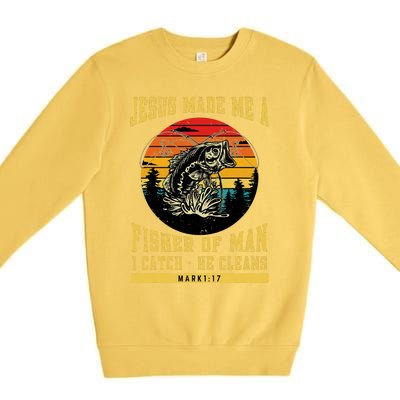 Christian Fisherman Jesus Made Me A Fisher Of Man Religious Premium Crewneck Sweatshirt