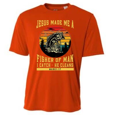 Christian Fisherman Jesus Made Me A Fisher Of Man Religious Cooling Performance Crew T-Shirt