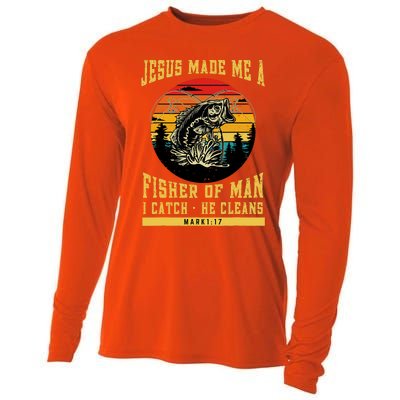 Christian Fisherman Jesus Made Me A Fisher Of Man Religious Cooling Performance Long Sleeve Crew