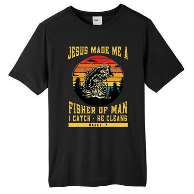 Christian Fisherman Jesus Made Me A Fisher Of Man Religious Tall Fusion ChromaSoft Performance T-Shirt