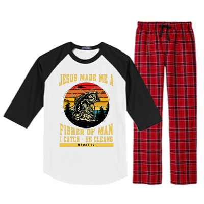 Christian Fisherman Jesus Made Me A Fisher Of Man Religious Raglan Sleeve Pajama Set