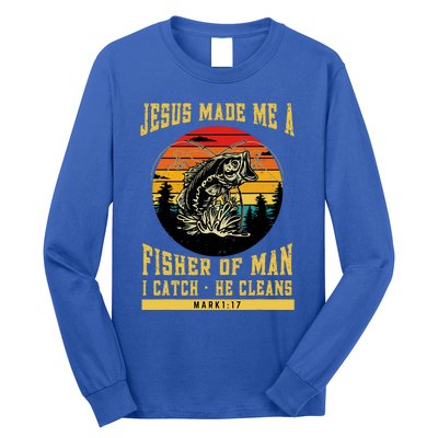 Christian Fisherman Jesus Made Me A Fisher Of Man Religious Long Sleeve Shirt