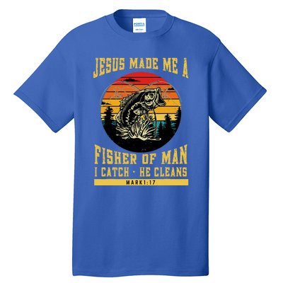 Christian Fisherman Jesus Made Me A Fisher Of Man Religious Tall T-Shirt