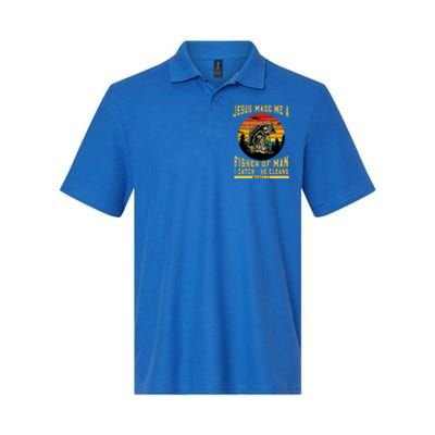 Christian Fisherman Jesus Made Me A Fisher Of Man Religious Softstyle Adult Sport Polo