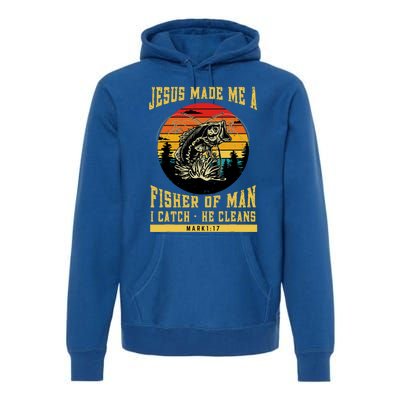 Christian Fisherman Jesus Made Me A Fisher Of Man Religious Premium Hoodie