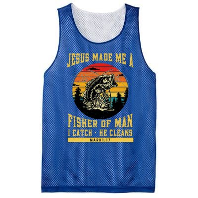 Christian Fisherman Jesus Made Me A Fisher Of Man Religious Mesh Reversible Basketball Jersey Tank