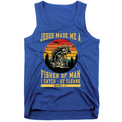 Christian Fisherman Jesus Made Me A Fisher Of Man Religious Tank Top