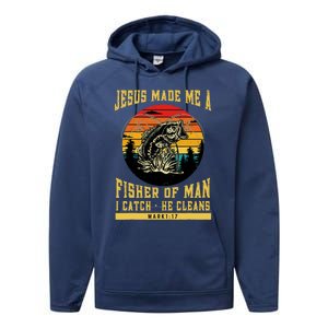 Christian Fisherman Jesus Made Me A Fisher Of Man Religious Performance Fleece Hoodie