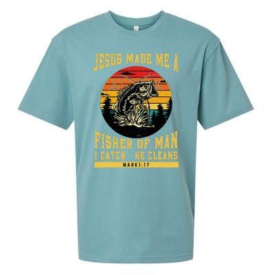 Christian Fisherman Jesus Made Me A Fisher Of Man Religious Sueded Cloud Jersey T-Shirt