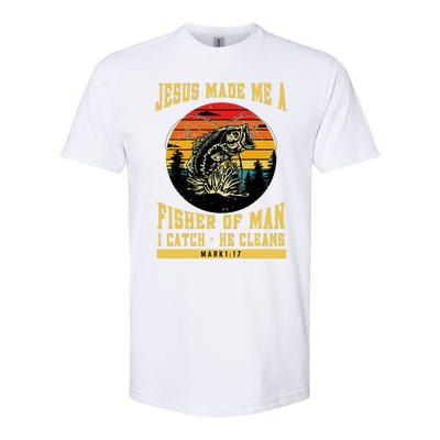 Christian Fisherman Jesus Made Me A Fisher Of Man Religious Softstyle CVC T-Shirt