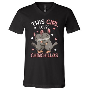 Chinchilla Funny Just a  Who Loves Chinchillas V-Neck T-Shirt