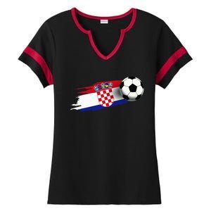 Croatia Flag Jersey Croatian Soccer Team Croatian Ladies Halftime Notch Neck Tee