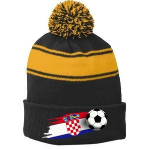 Croatia Flag Jersey Croatian Soccer Team Croatian Stripe Pom Pom Beanie