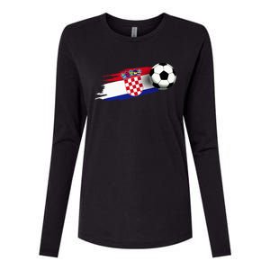 Croatia Flag Jersey Croatian Soccer Team Croatian Womens Cotton Relaxed Long Sleeve T-Shirt