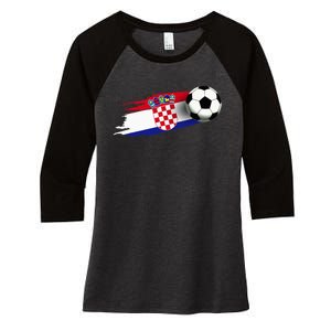 Croatia Flag Jersey Croatian Soccer Team Croatian Women's Tri-Blend 3/4-Sleeve Raglan Shirt