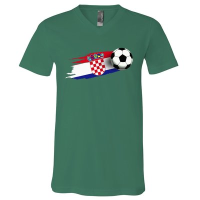 Croatia Flag Jersey Croatian Soccer Team Croatian V-Neck T-Shirt