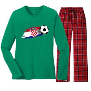 Croatia Flag Jersey Croatian Soccer Team Croatian Women's Long Sleeve Flannel Pajama Set 