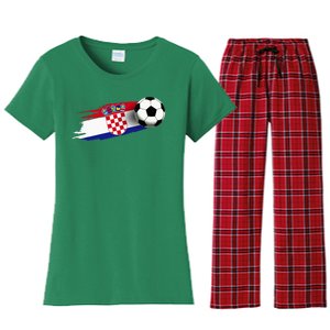 Croatia Flag Jersey Croatian Soccer Team Croatian Women's Flannel Pajama Set