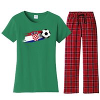 Croatia Flag Jersey Croatian Soccer Team Croatian Women's Flannel Pajama Set