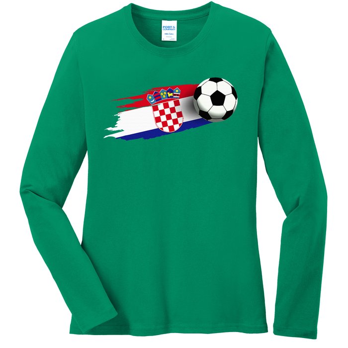 Croatia Flag Jersey Croatian Soccer Team Croatian Ladies Long Sleeve Shirt