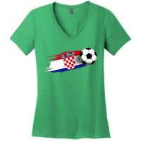 Croatia Flag Jersey Croatian Soccer Team Croatian Women's V-Neck T-Shirt