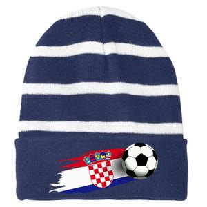 Croatia Flag Jersey Croatian Soccer Team Croatian Striped Beanie with Solid Band