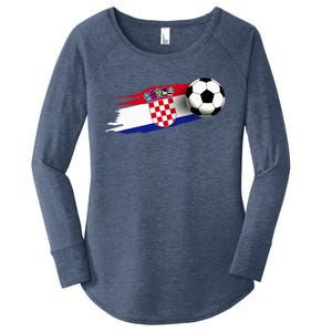 Croatia Flag Jersey Croatian Soccer Team Croatian Women's Perfect Tri Tunic Long Sleeve Shirt