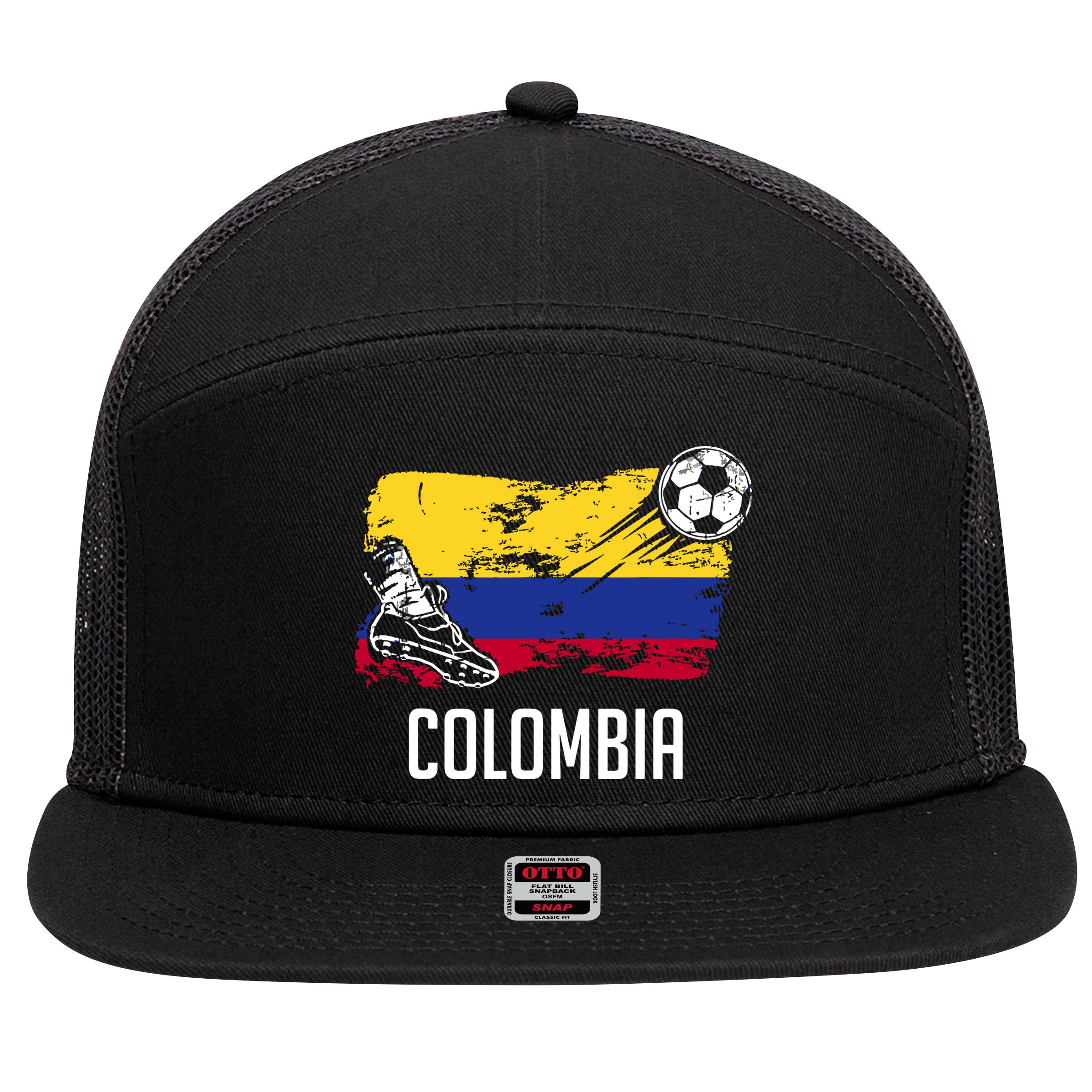 Colombia Flag Jersey Colombian Soccer Team Colombian 7 Panel Mesh Trucker Snapback Hat