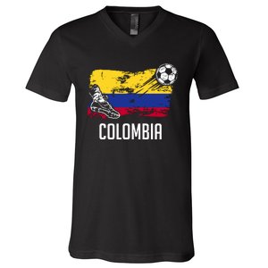 Colombia Flag Jersey Colombian Soccer Team Colombian V-Neck T-Shirt