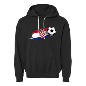 Croatia Flag Jersey Croatian Soccer Team Croatian Garment-Dyed Fleece Hoodie