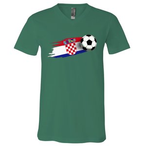 Croatia Flag Jersey Croatian Soccer Team Croatian V-Neck T-Shirt