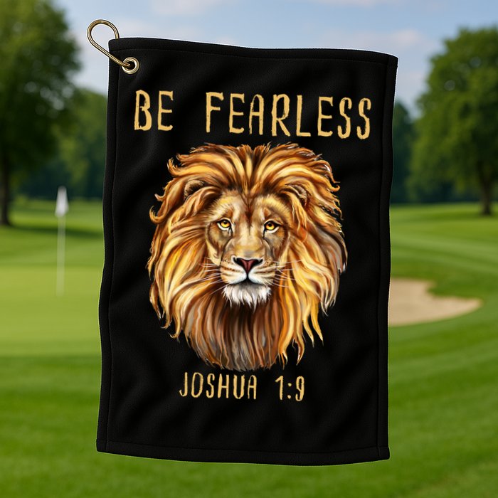 Christian Fearless Joshua 1:9 Faith Gift Golf Towel