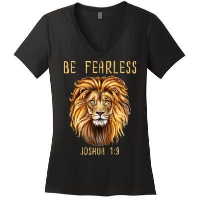 Christian Fearless Joshua 1:9 Faith Gift Women's V-Neck T-Shirt