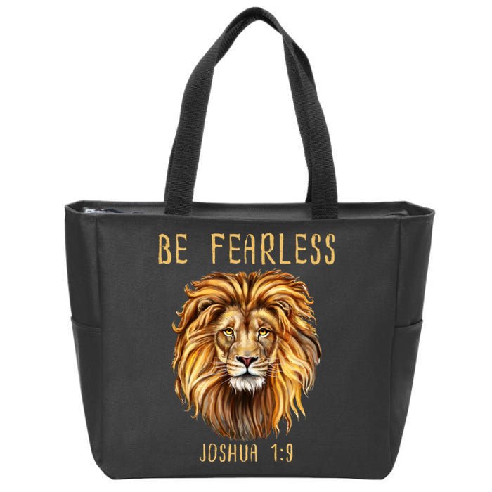 Christian Fearless Joshua 1:9 Faith Gift Zip Tote Bag