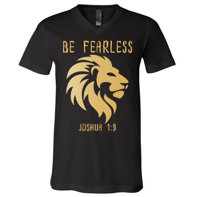 Christian Fearless Joshua 1:9 Faith Gift V-Neck T-Shirt