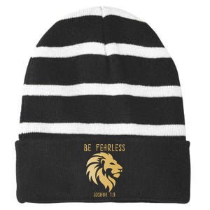 Christian Fearless Joshua 1:9 Faith Gift Striped Beanie with Solid Band