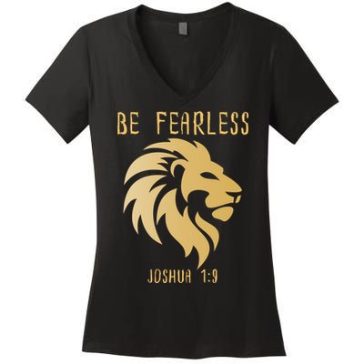 Christian Fearless Joshua 1:9 Faith Gift Women's V-Neck T-Shirt